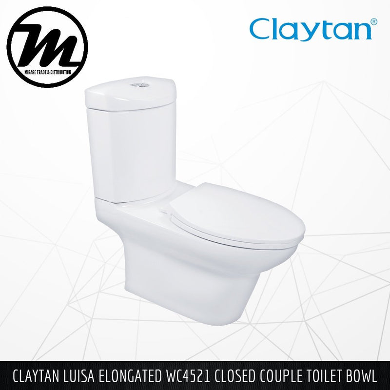 CLAYTAN Luisa Elongated Closed Couple Toilet Bowl WC4521B - Mirage Trade & Distribution