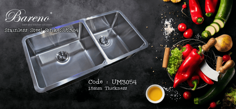 BARENO Kitchen Sink UM3054 Undermount SUS304 with 10 Year Warranty with 1.5 Thickness - Mirage Trade & Distribution