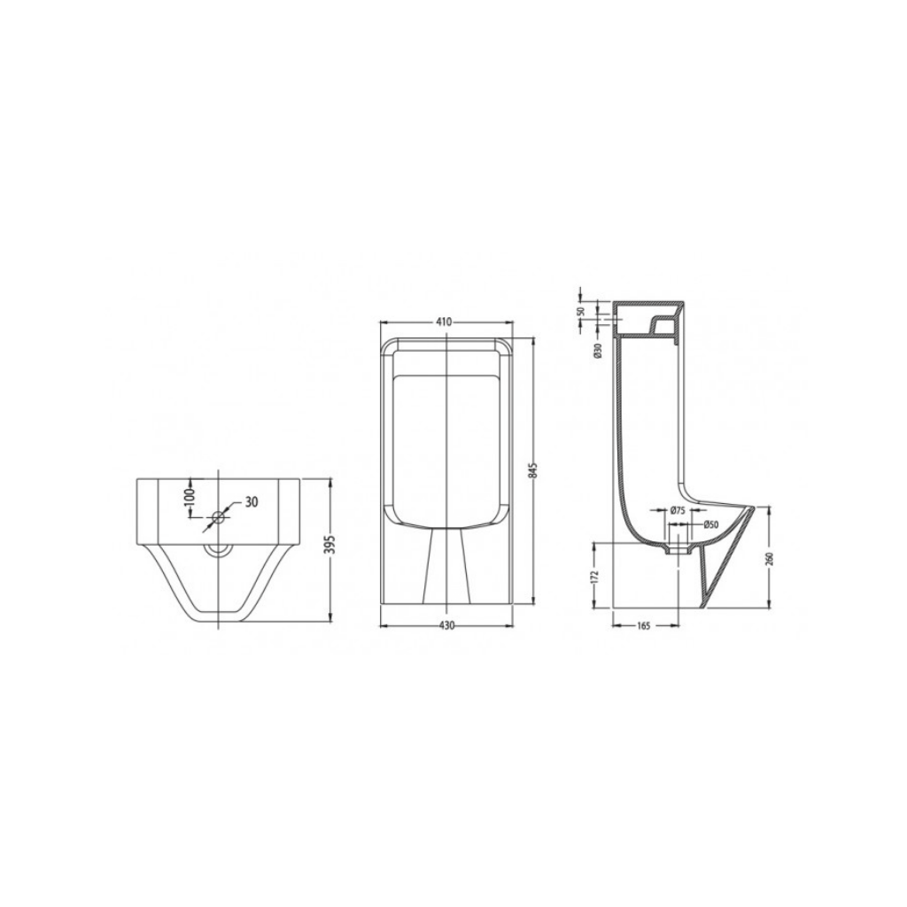 JOHNSON SUISSE Roma Wall Hung Urinal WBVC95008XWW